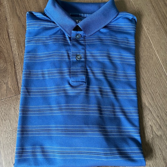 Izod Other - Izod Blue Polo Golf Shirt with White/Black/Gray Stripes - Size L - NWOT